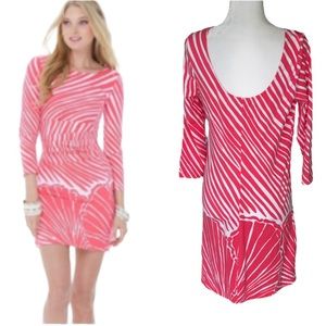 Lilly Pulitzer Tapango Pink & White Shimmy Shell Low Back Knit Sheath Dress - M